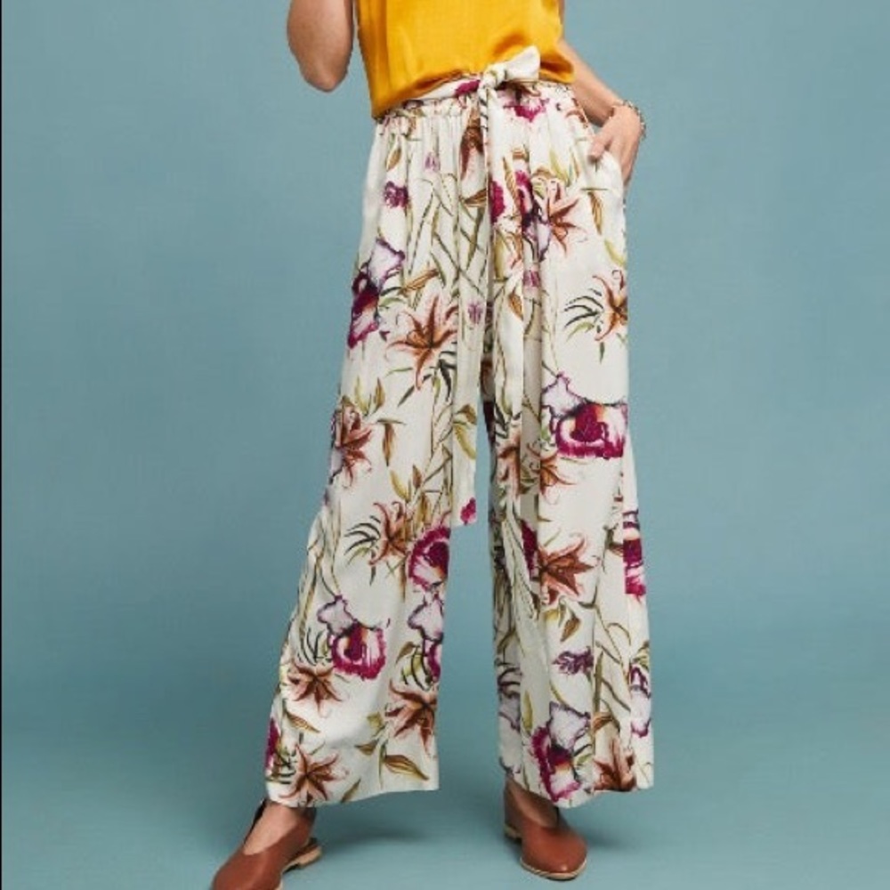 Anthropologie Riley Floral Wide-Leg Pants